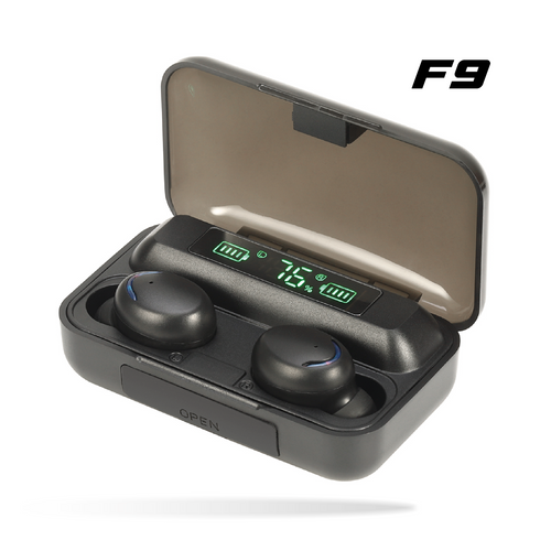 Audífonos Inalámbricos TWS F9™  Bluetooth 5.2 Negro y Blanco 2x1