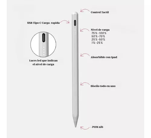 Lápiz Optico Compatible iPad Apple Pencil Palm Rejection Magnético