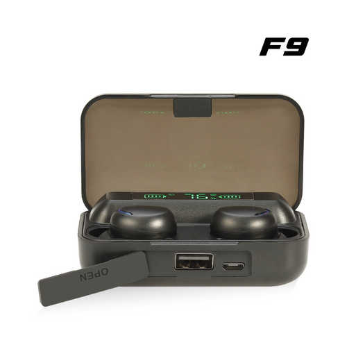 Audífonos Inalámbricos TWS F9™  Bluetooth 5.2 Negro y Blanco 2x1