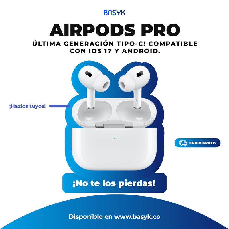 AIRPODS PRO ULTIMA GENERACION 1.1 MEJOR CALIDAD ✔️ IOS 17 Y ANDROID